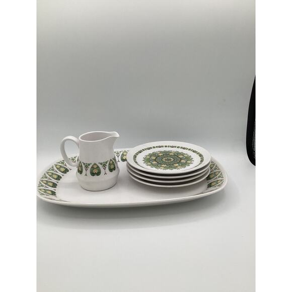 Noritake Progression Palos Verde 1 Serving & 4 Salad Plates & Creamer Excellent! - Picture 2 of 4